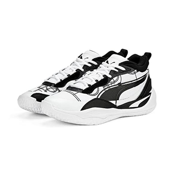 NWT PUMA Men’s Playmaker Pro Basketball Shoes White/Black Size 8.5 - Picture 1 of 6